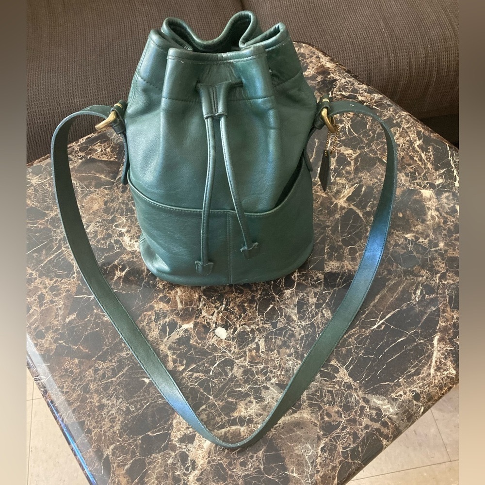 Coach Vintage Thompson Drawstring Bucket Bag  in Green Leather 4151